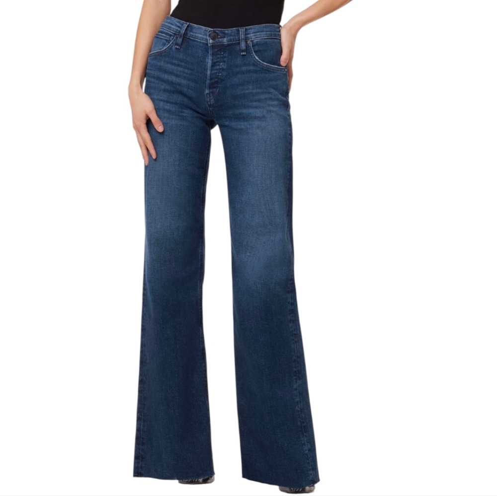 HUDSON "Rosie" High Rise Wide Leg medium dark wash (DOVER) jeans sz 23x32.5L EUC